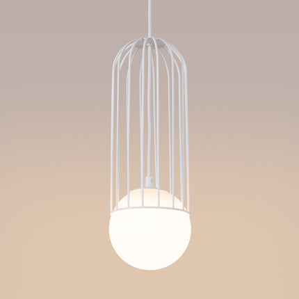Lampe suspendue Sphère en Cage 1 blanc
