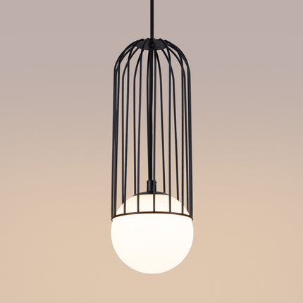 Lampe suspendue Sphère en Cage 1 noir