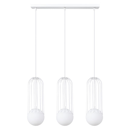 Lampe suspendue Sphère en Cage 3L blanc