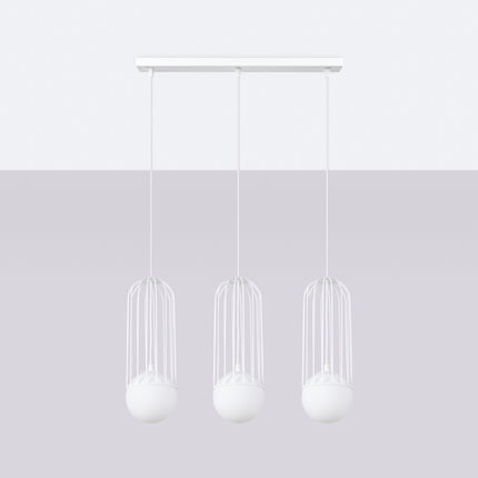 Lampe suspendue Sphère en Cage 3L blanc