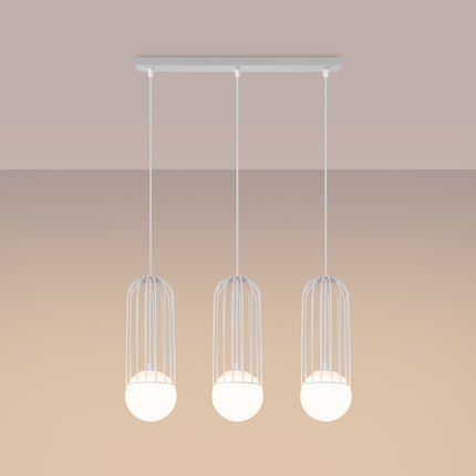 Lampe suspendue Sphère en Cage 3L blanc
