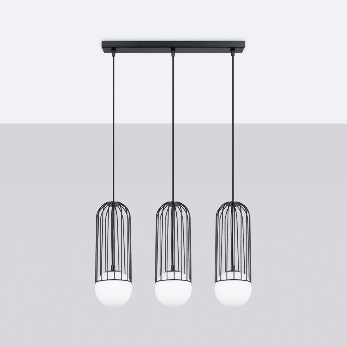 Lampe suspendue Sphère en Cage 3L noir