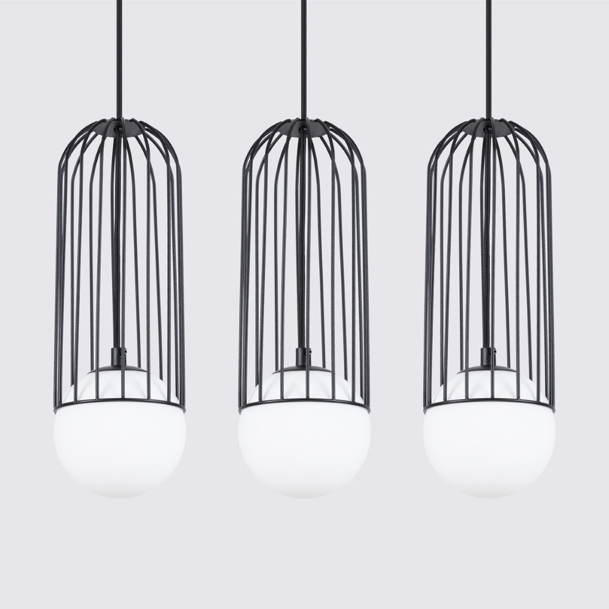 Lampe suspendue Sphère en Cage 3L noir