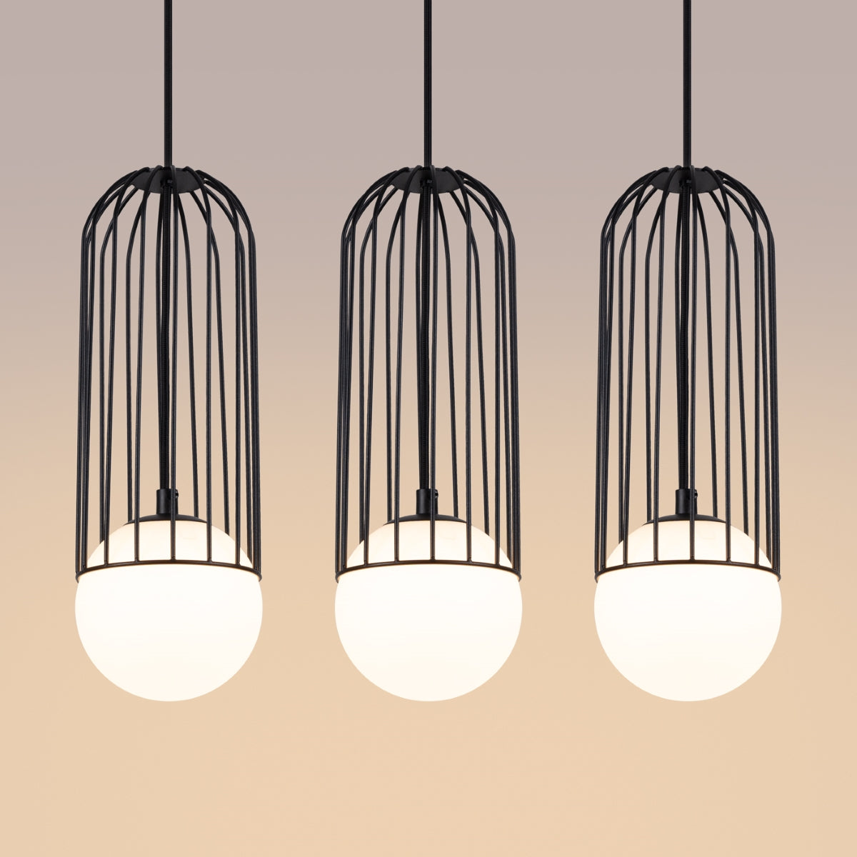 Lampe suspendue Sphère en Cage 3L noir