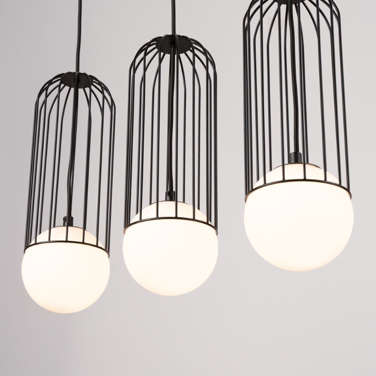 Lampe suspendue Sphère en Cage 3L noir