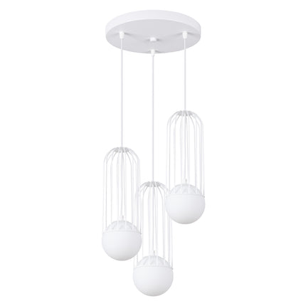 Lampe suspendue Sphère en Cage 3P blanc
