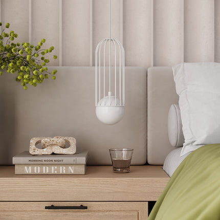 Lampe suspendue Sphère en Cage 3P blanc