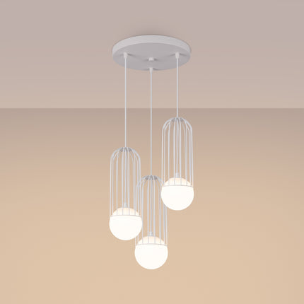 Lampe suspendue Sphère en Cage 3P blanc