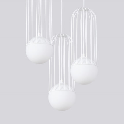 Lampe suspendue Sphère en Cage 3P blanc