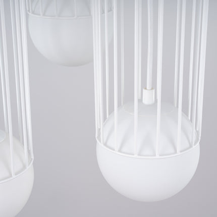 Lampe suspendue Sphère en Cage 3P blanc