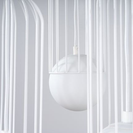 Lampe suspendue Sphère en Cage 3P blanc