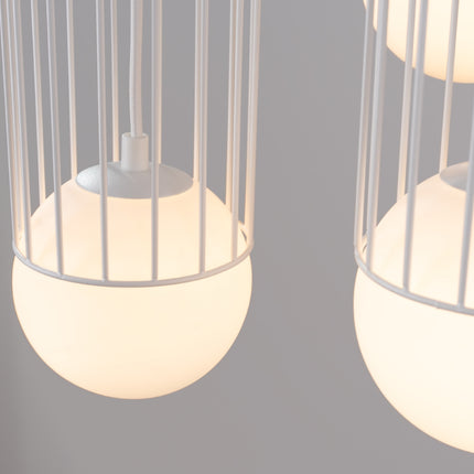 Lampe suspendue Sphère en Cage 3P blanc