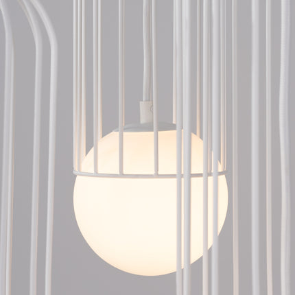 Lampe suspendue Sphère en Cage 3P blanc