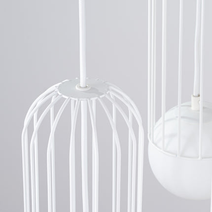 Lampe suspendue Sphère en Cage 3P blanc
