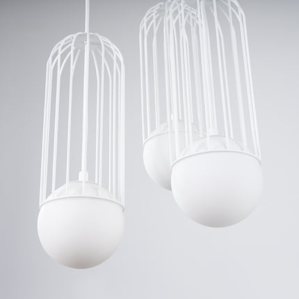 Lampe suspendue Sphère en Cage 3P blanc