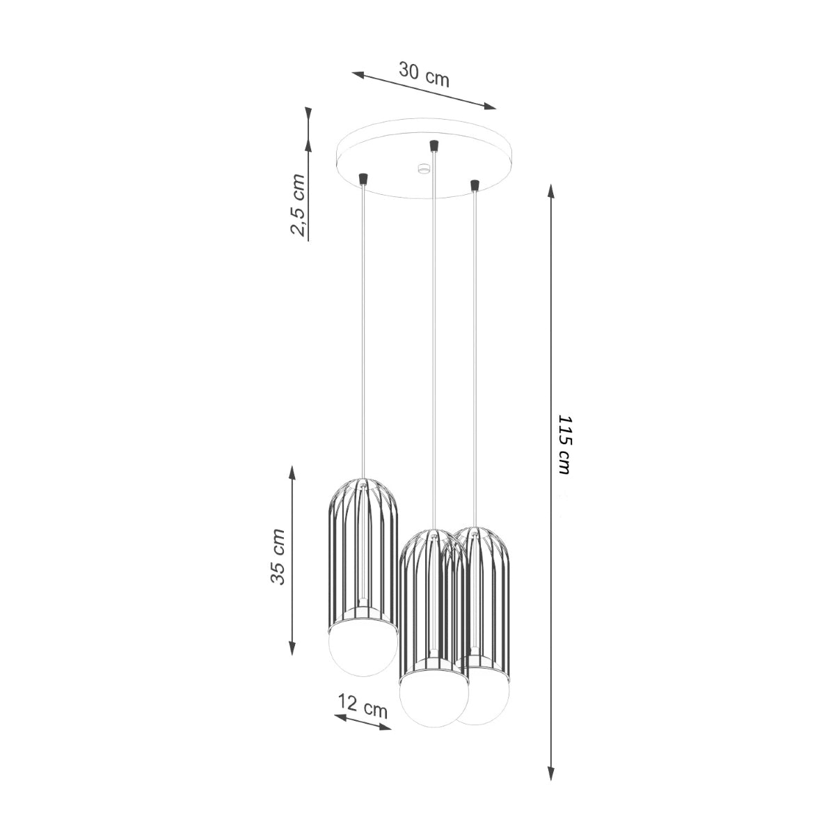 Lampe suspendue Sphère en Cage 3P noir