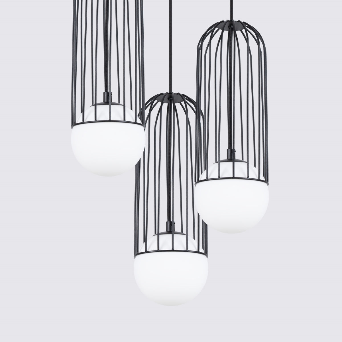 Lampe suspendue Sphère en Cage 3P noir