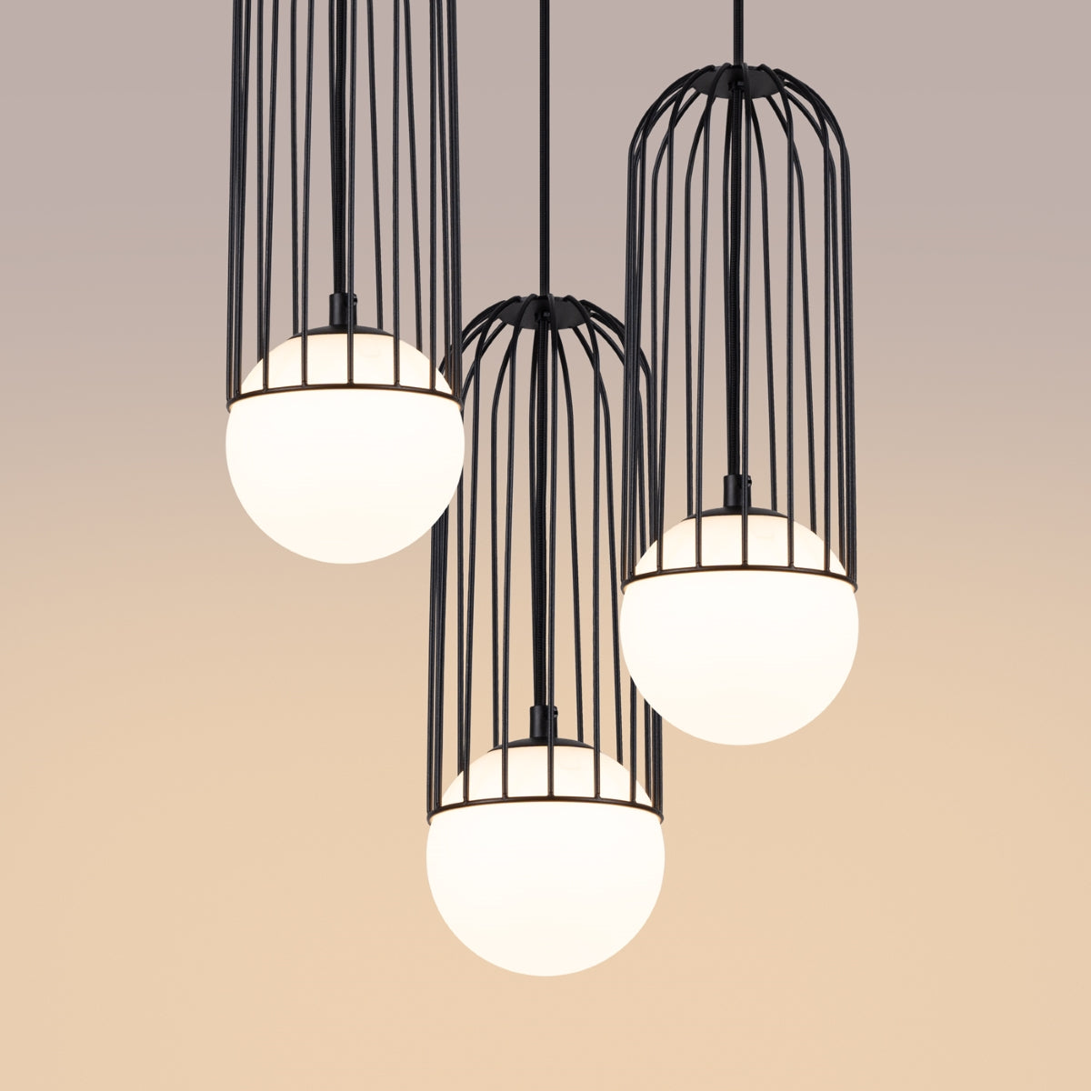 Lampe suspendue Sphère en Cage 3P noir