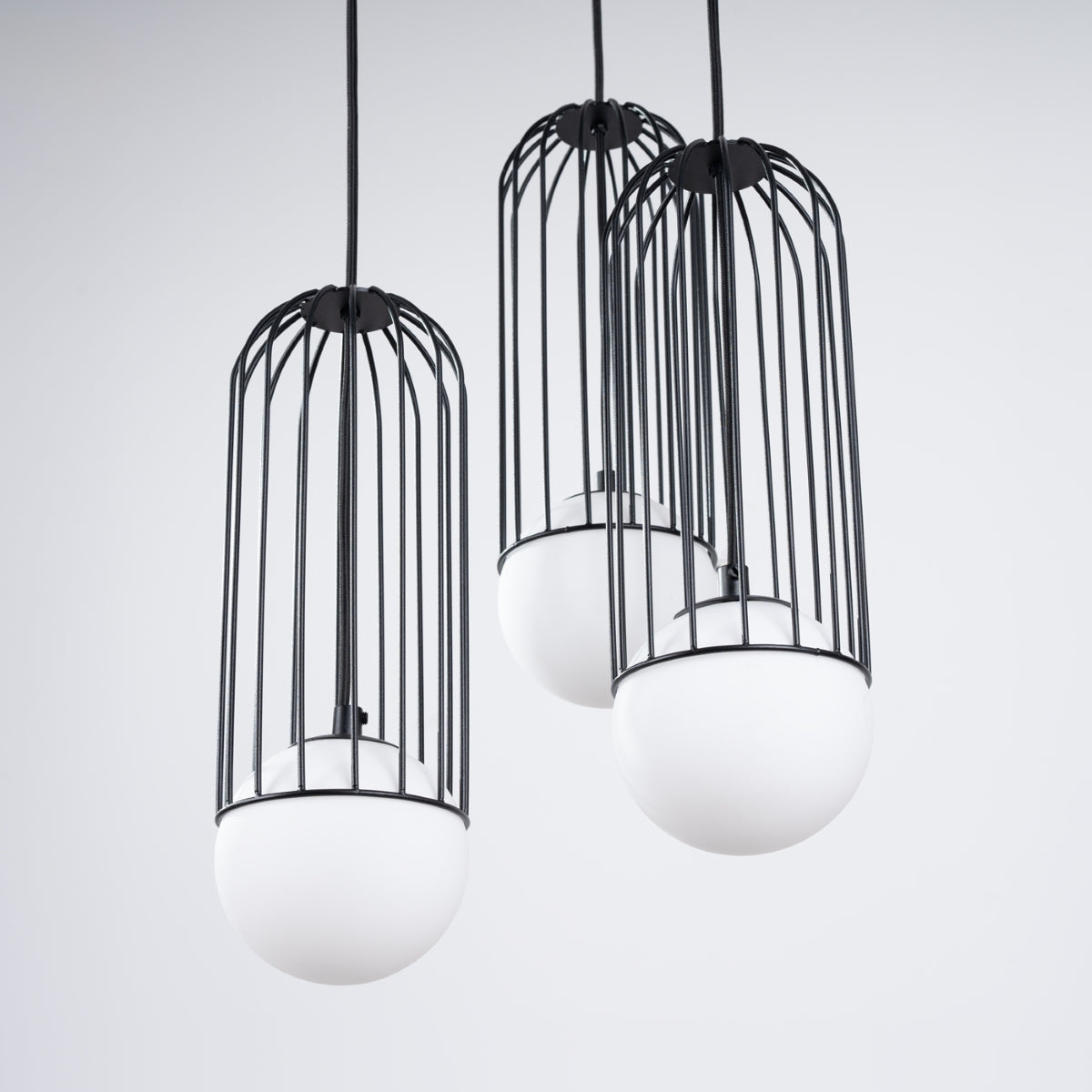 Lampe suspendue Sphère en Cage 3P noir
