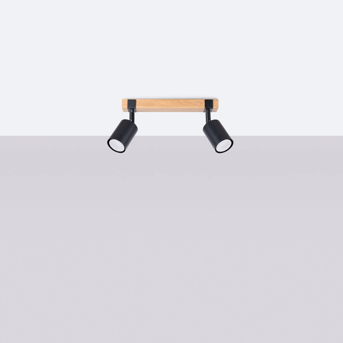 Plafonnier Socle Bois Réglable 2 noir