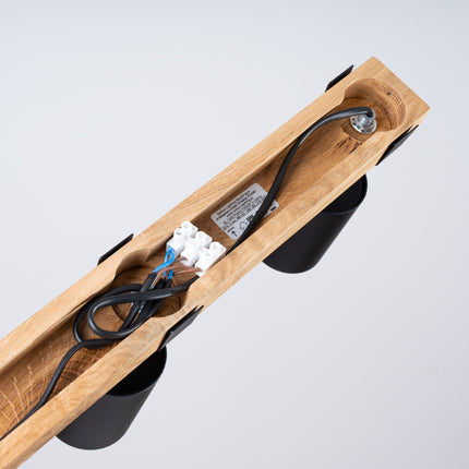 Ceiling Light Adjustable Wood Base 3 Black