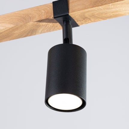 Ceiling Light Adjustable Wood Base 3 Black