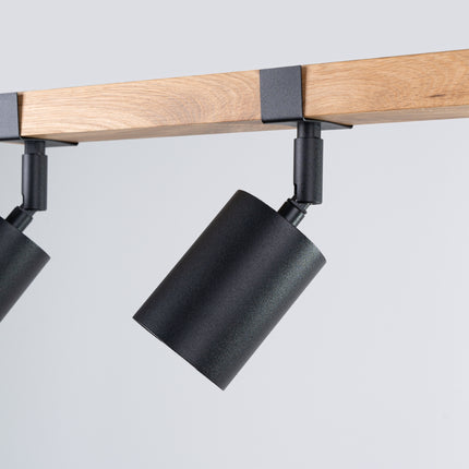 Ceiling Light Adjustable Wood Base 3 Black