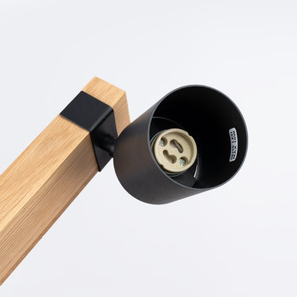 Ceiling Light Adjustable Wood Base 3 Black