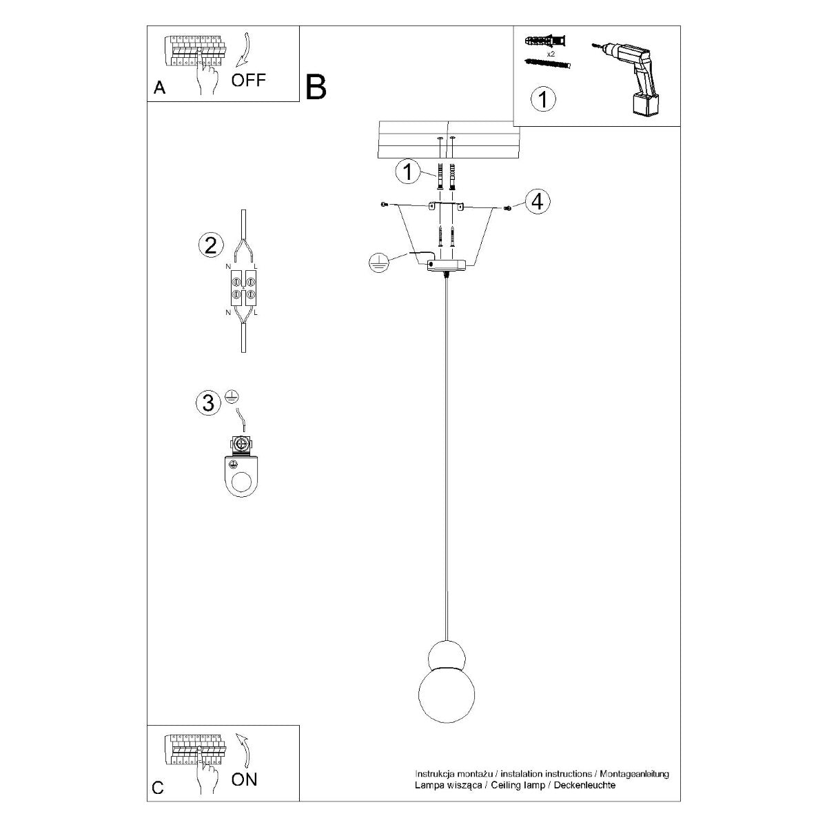 Suspension Bulbe Bois 1 blanc/bois naturel