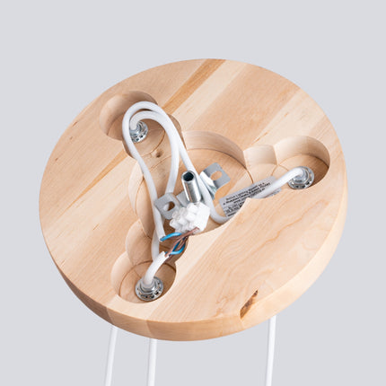 Lámpara colgante de madera de 3 piezas, color blanco/madera natural