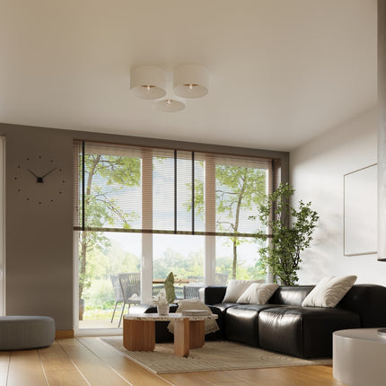 Deckenleuchte Holz innen weiß/hellbraun