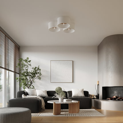 Deckenleuchte Holz innen weiß/hellbraun