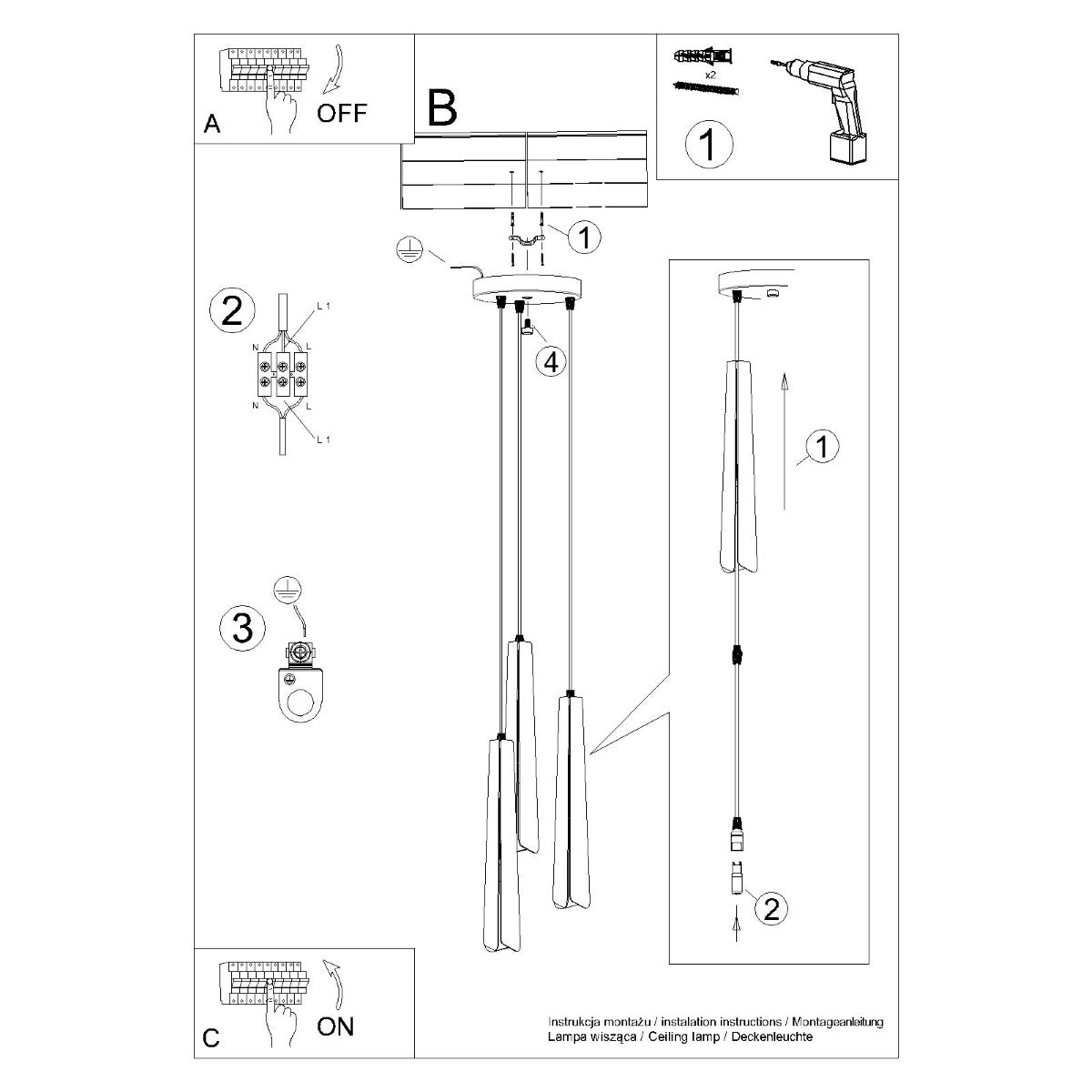 Suspension Prisme Moderne 3P blanc