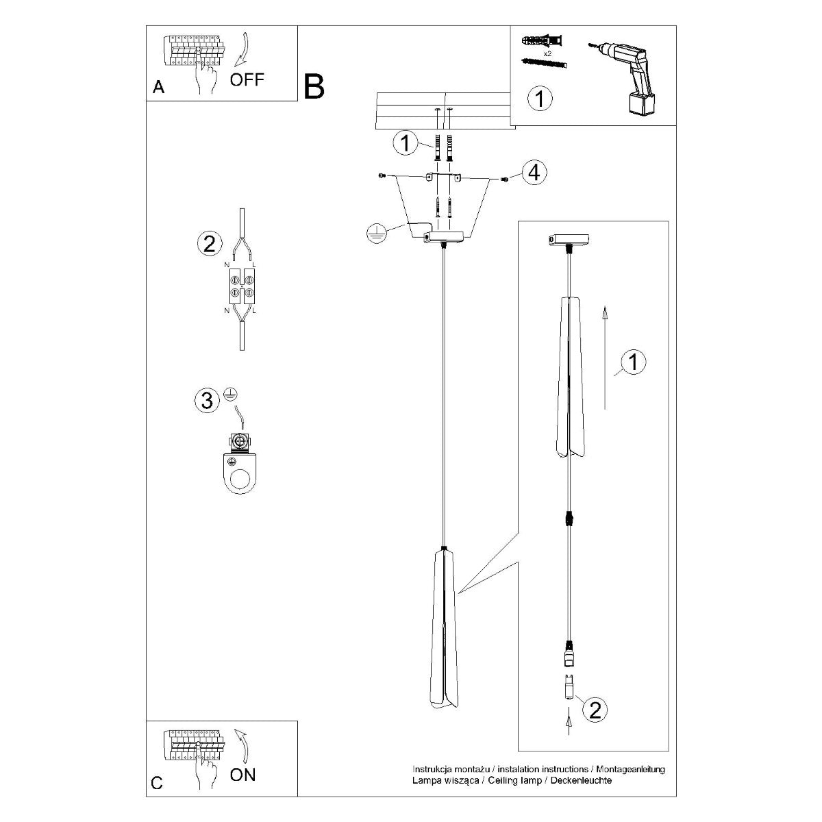 Suspension Prisme Moderne 1 noir