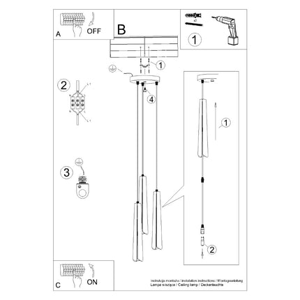 Suspension Prisme Moderne 3P noir