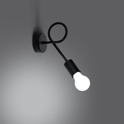 Moderne Twist-Wandlampe in Schwarz