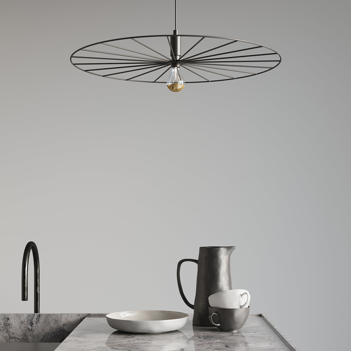 Suspension Roue Lumineuse 60 noir