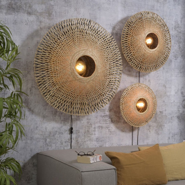 Kalimantan Wall Light Natural and Black Bamboo 44 cm