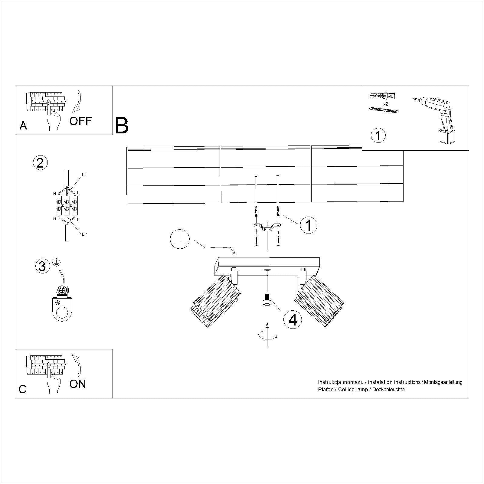 Oslo 4 gold ceiling light