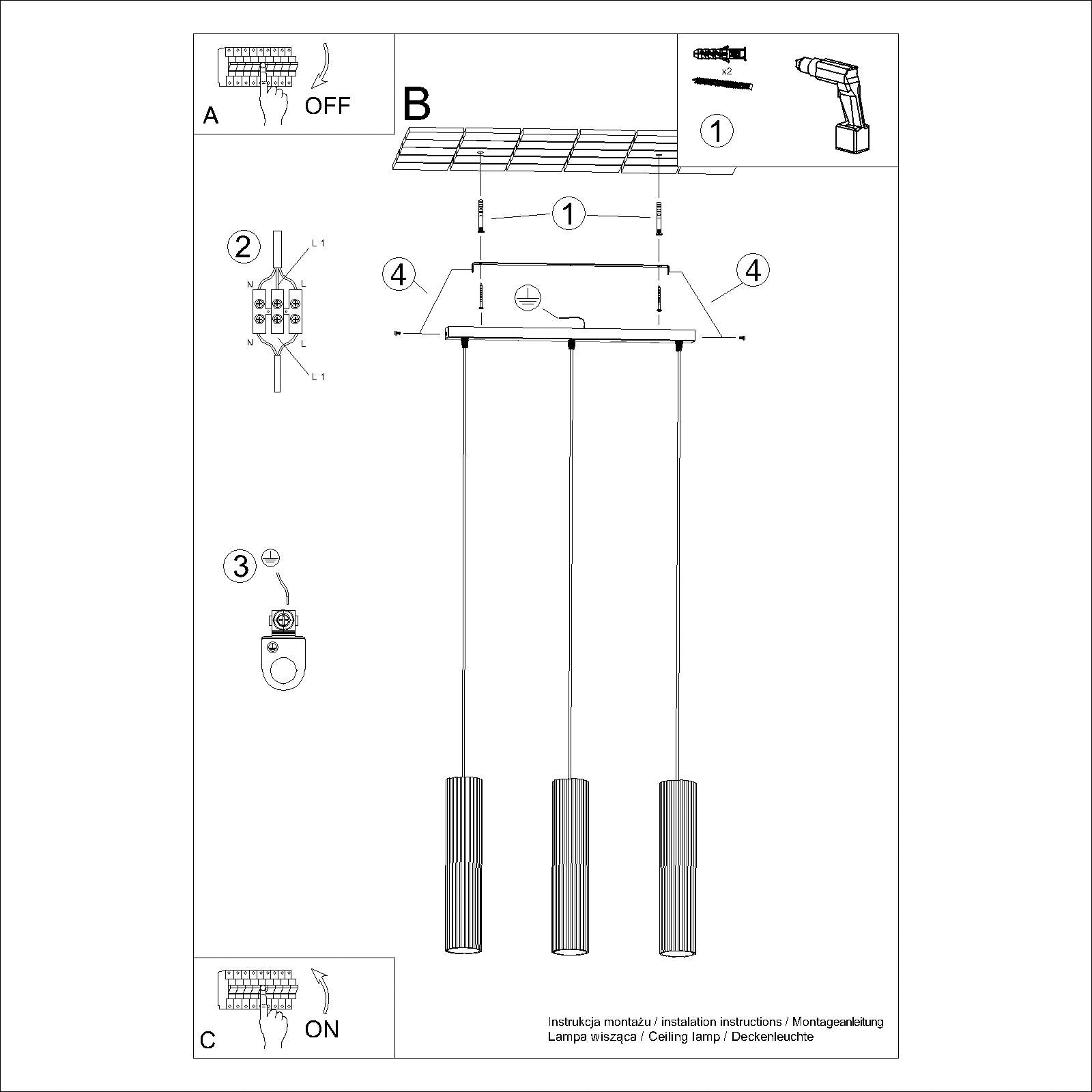 Lampe Suspendue Oslo 3L noir