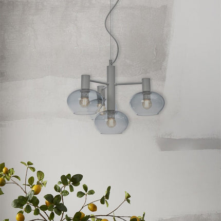 Lámpara colgante Bologna de 4 brazos en cristal degradado gris