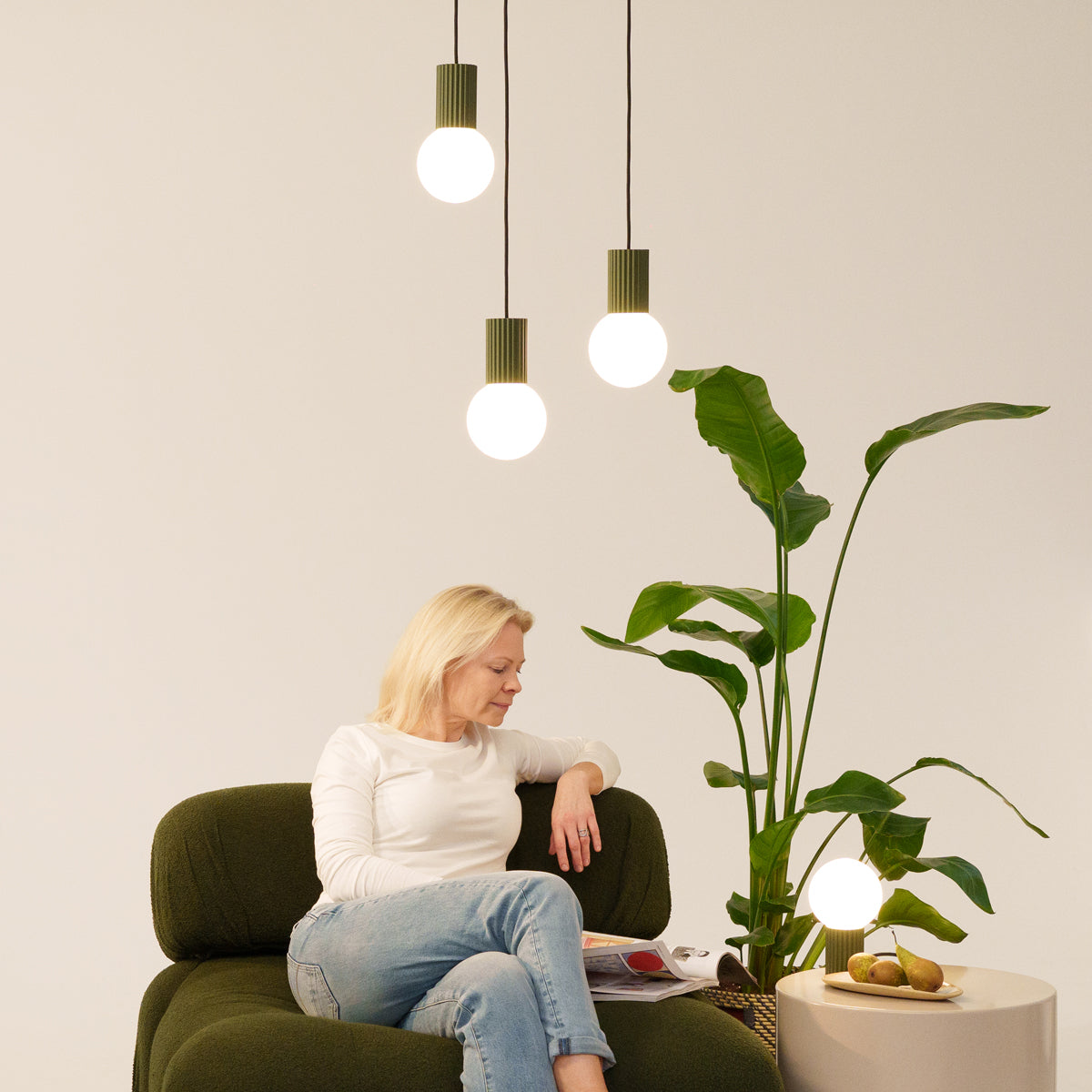 Lampe pendante Halo 1 vert olive