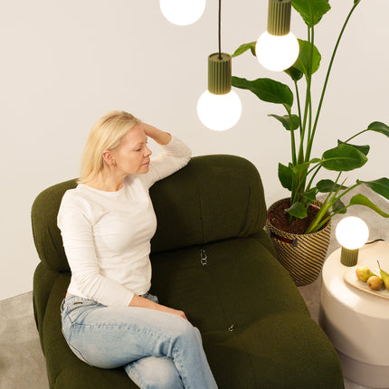 Lámpara colgante Halo 3P verde oliva