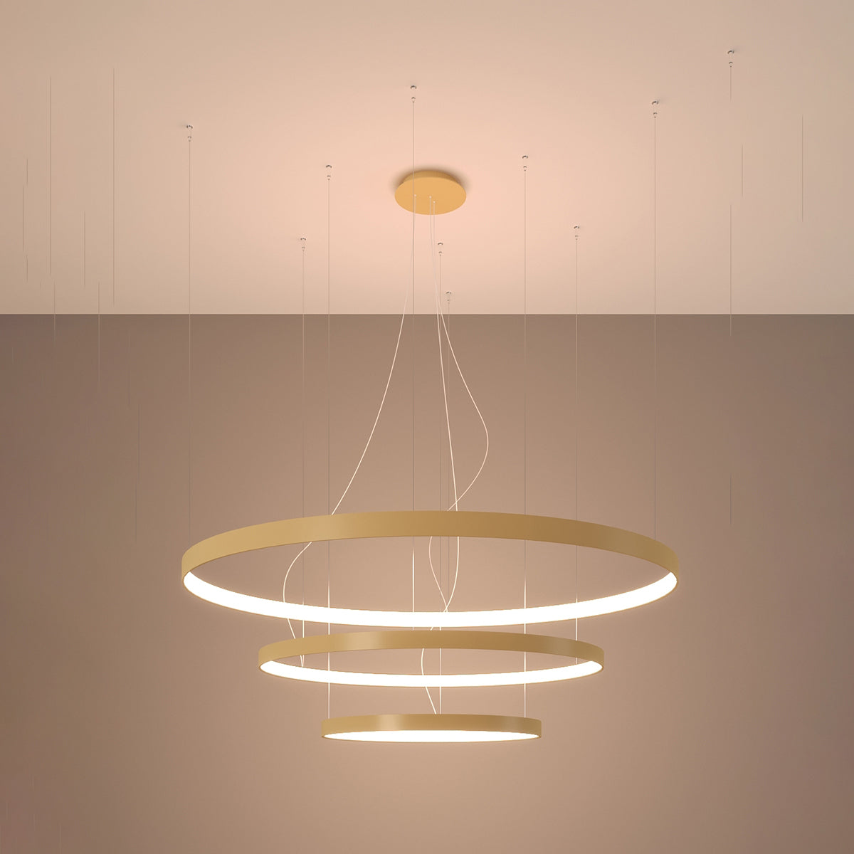 Lustre Anneau Solis 3 55/78/110 doré LED 3000K