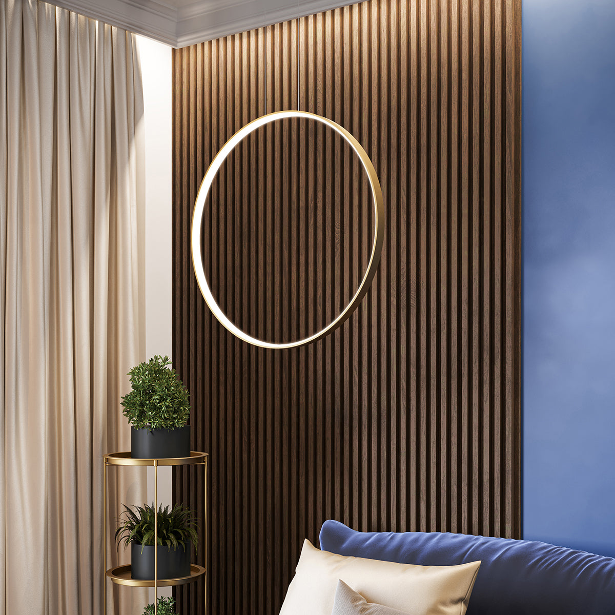 Lampe pendante Anneau Solis 78 doré LED 3000K