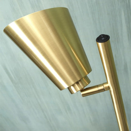 Lámpara de pie Bremen con 2 pantallas de hierro dorado