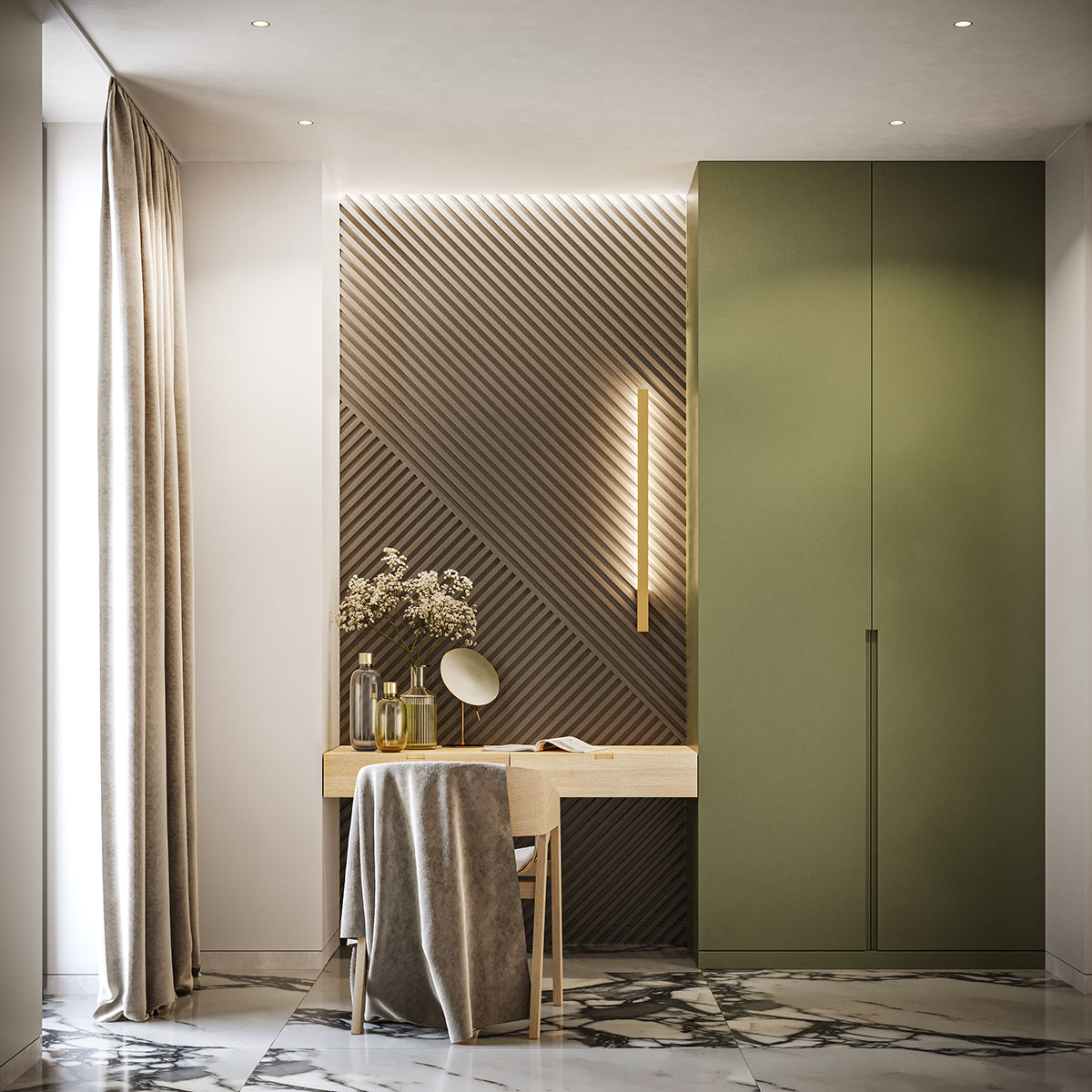 Slim Design S gold wall light 3000K