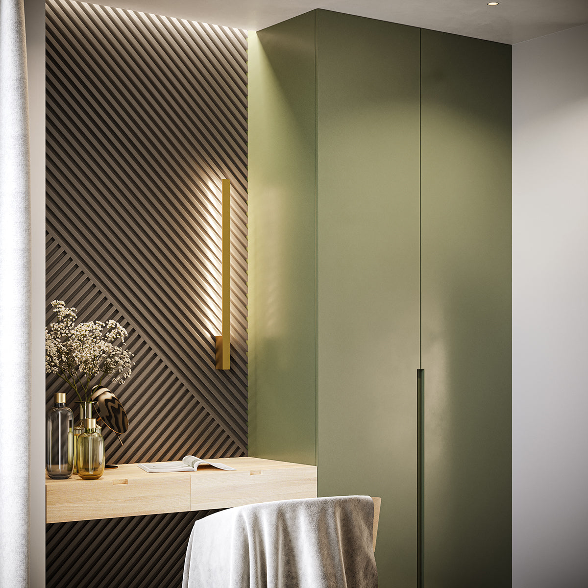 Slim Design S gold wall light 3000K