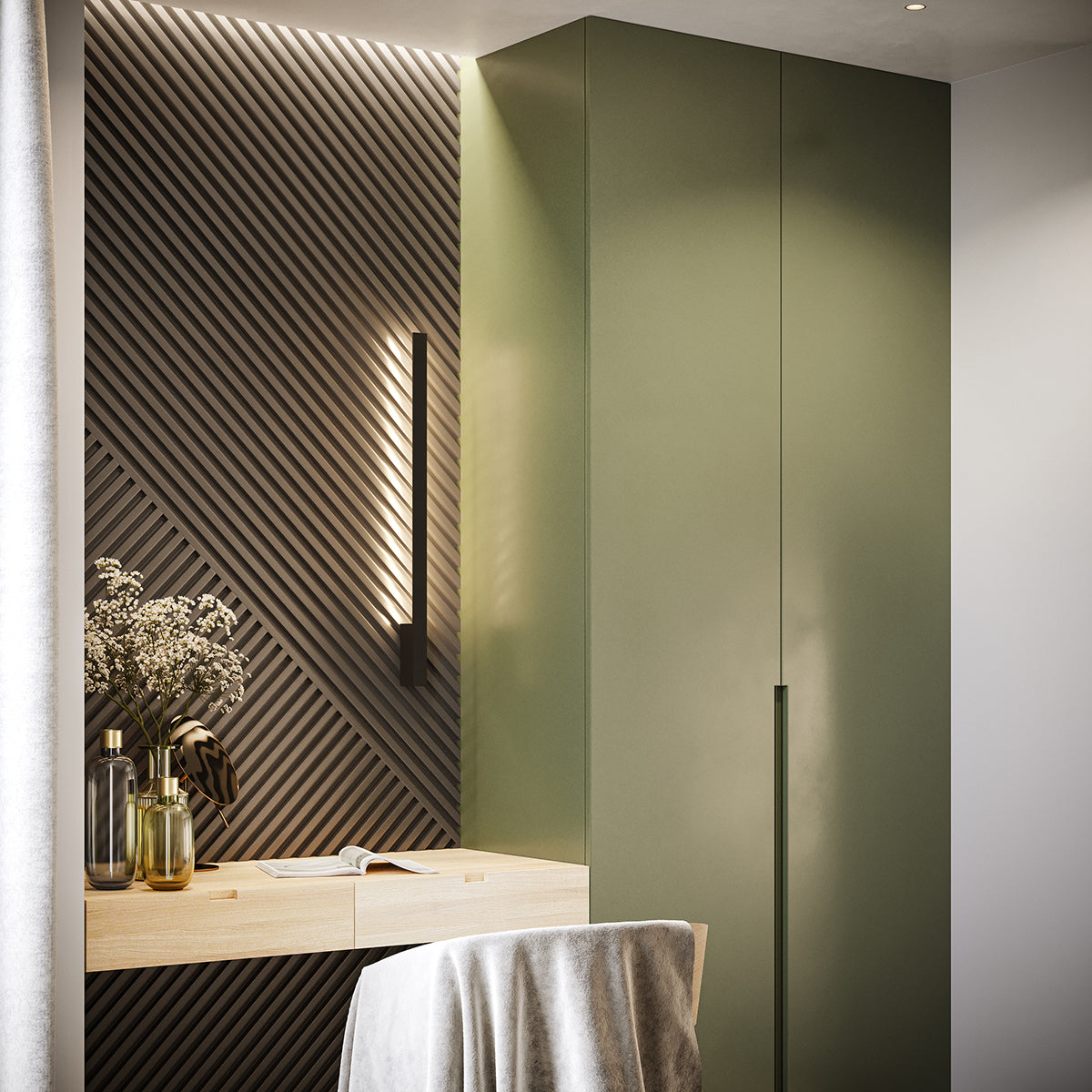 Slim Design M black 3000K wall light