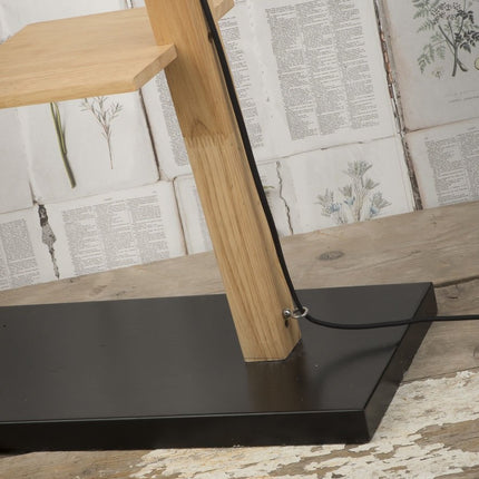 Cambridge Stehlampe aus Holz und schwarzem Eisen, 168 cm